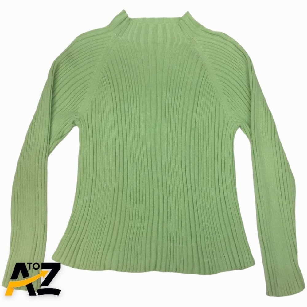 Studio Works Womens Knit Top Size Petite X-Large Green Long Sleeves Pullover Swe
